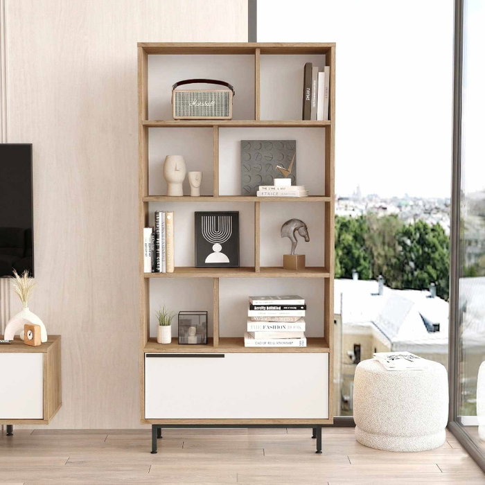 Hanah Home Boh4-Sw Estantería Natural y Blanco